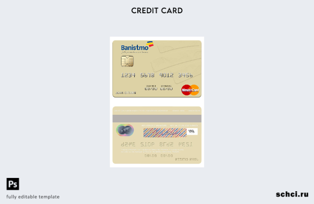 цифровая загрузка шаблона карты Mastercard Panama Banco Banistmo